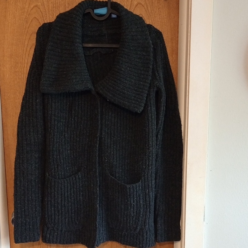 Simply Vera Wang Cozy Wool Charcoal Knit Cardigan, Size XS